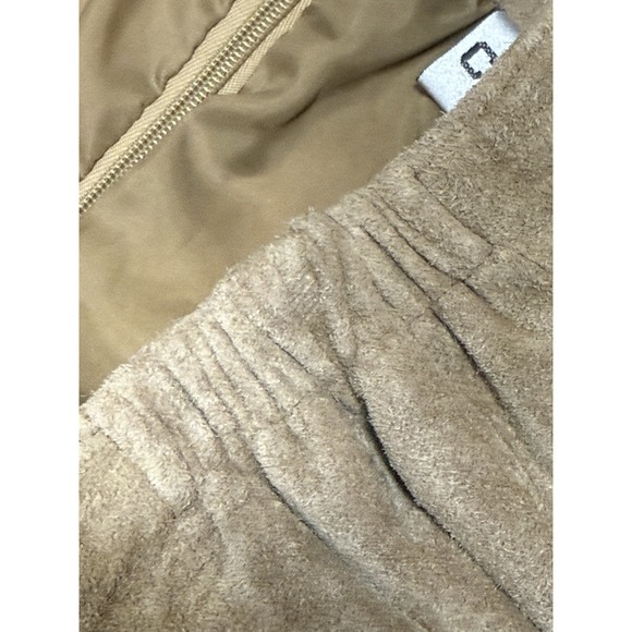 Chicos 100% Leather‎ Suede Midi Whipstitch Lined Flare Skirt Beige Women's Large - Picture 6 of 8